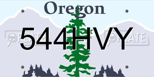544HVY Oregon License Plate