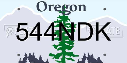 544NDK Oregon License Plate