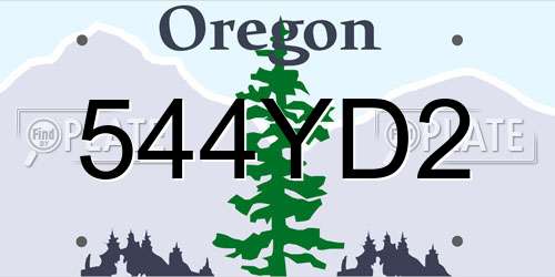 544YD2 Oregon License Plate