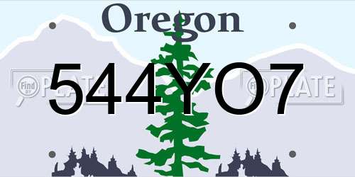 544YO7 Oregon License Plate
