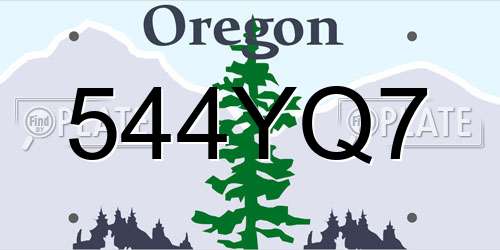 544YQ7 Oregon License Plate