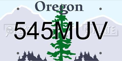 545MUV Oregon License Plate