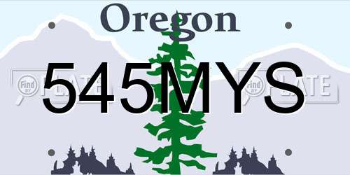 545MYS Oregon License Plate