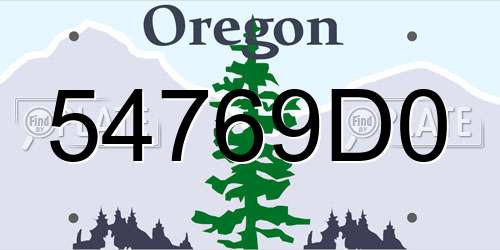 54769D0 Oregon License Plate