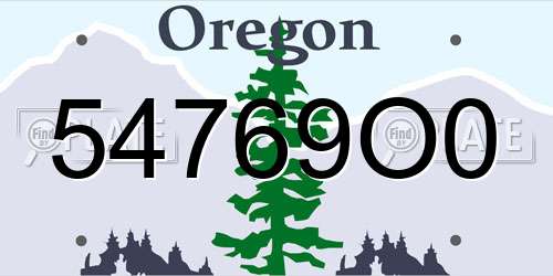 54769O0 Oregon License Plate