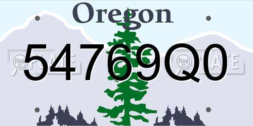 54769Q0 Oregon License Plate