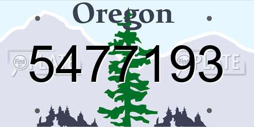 5477193 Oregon License Plate