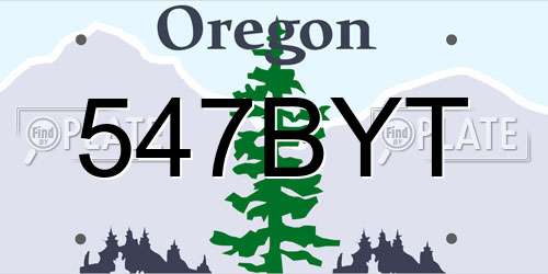 547BYT Oregon License Plate