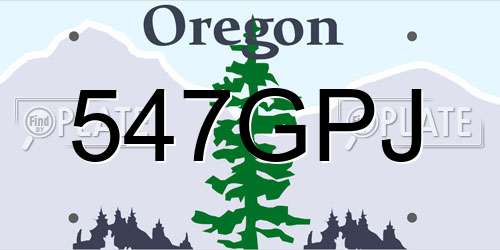 547GPJ Oregon License Plate