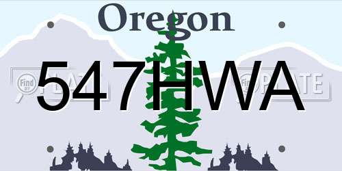 547HWA Oregon License Plate