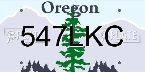 547LKC Oregon License Plate