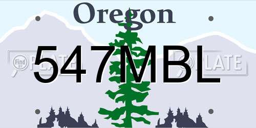 547MBL Oregon License Plate