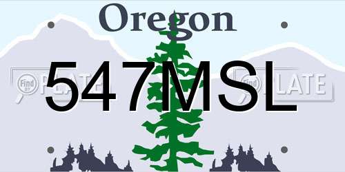 547MSL Oregon License Plate