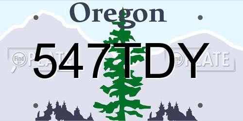 547TDY Oregon License Plate