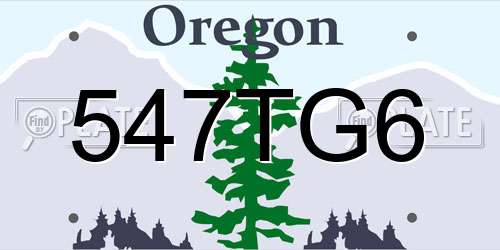 547TG6 Oregon License Plate