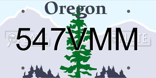 547VMM Oregon License Plate