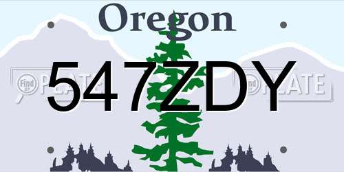 547ZDY Oregon License Plate