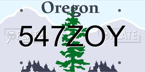547ZOY Oregon License Plate