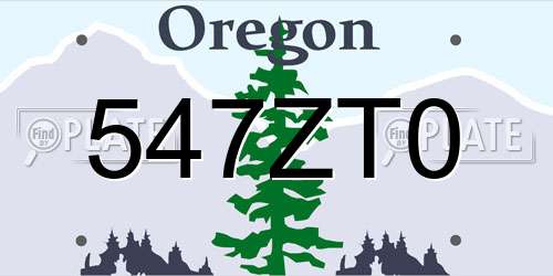 547ZT0 Oregon License Plate