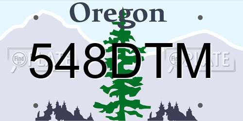 548DTM Oregon License Plate