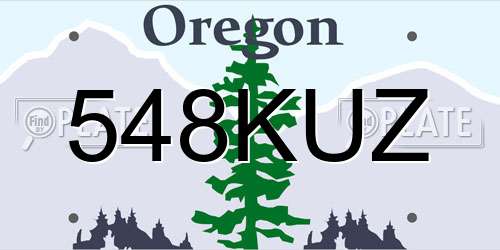 548KUZ Oregon License Plate