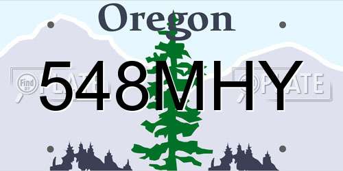 548MHY Oregon License Plate