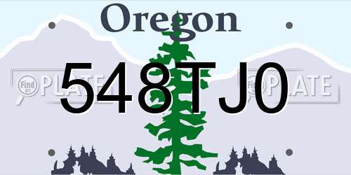 548TJ0 Oregon License Plate