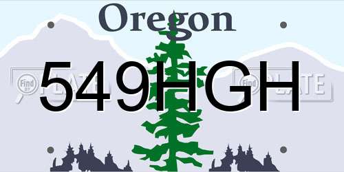 549HGH Oregon License Plate