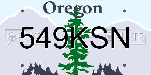 549KSN Oregon License Plate