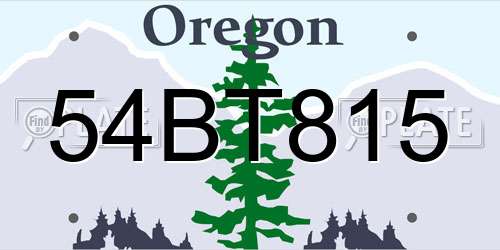 54BT815 Oregon License Plate