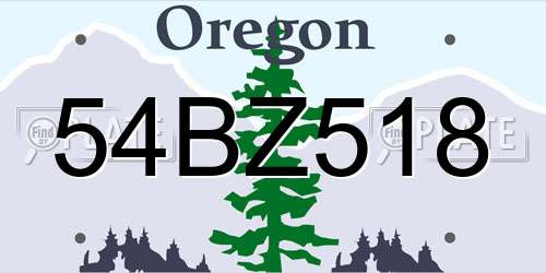 54BZ518 Oregon License Plate