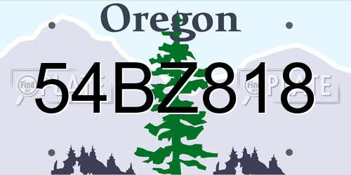 54BZ818 Oregon License Plate