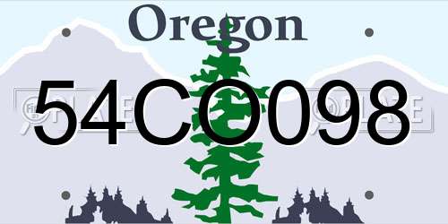54CO098 Oregon License Plate