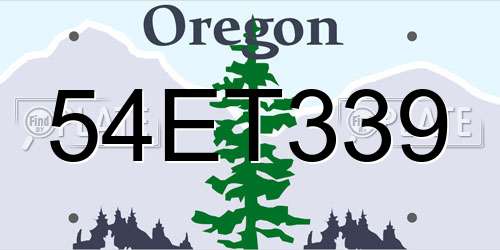 54ET339 Oregon License Plate