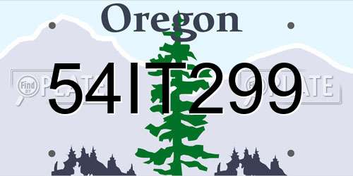 54IT299 Oregon License Plate