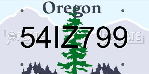 54IZ799 Oregon License Plate