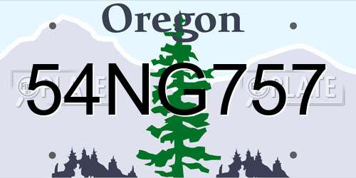 54NG757 Oregon License Plate