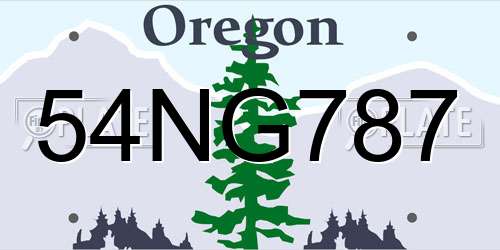 54NG787 Oregon License Plate