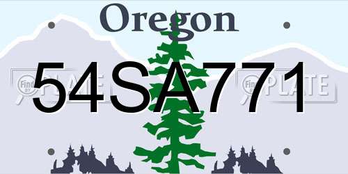 54SA771 Oregon License Plate
