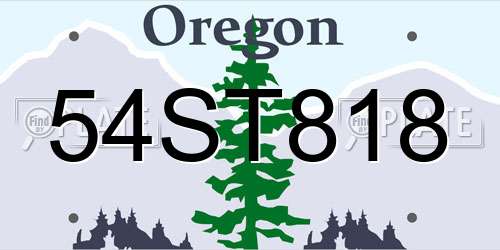 54ST818 Oregon License Plate