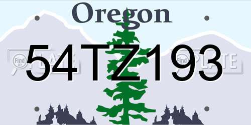 54TZ193 Oregon License Plate