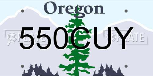 550CUY Oregon License Plate