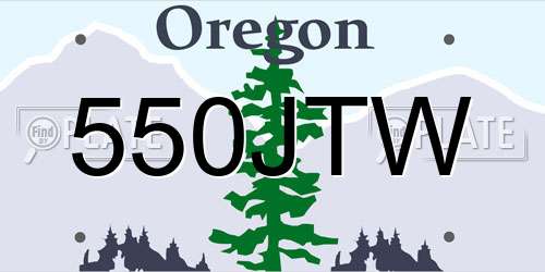 550JTW Oregon License Plate