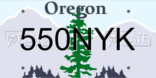 550NYK Oregon License Plate