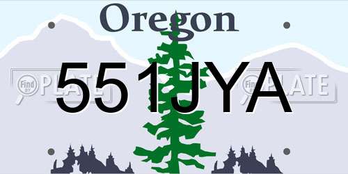 551JYA Oregon License Plate