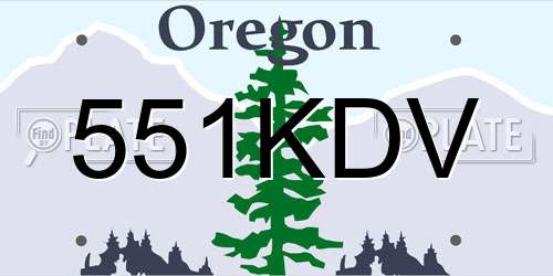 551KDV Oregon License Plate