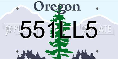 551LL5 Oregon License Plate