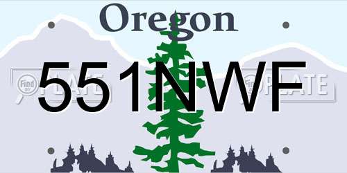 551NWF Oregon License Plate
