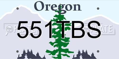 551TBS Oregon License Plate