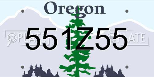 551Z55 Oregon License Plate